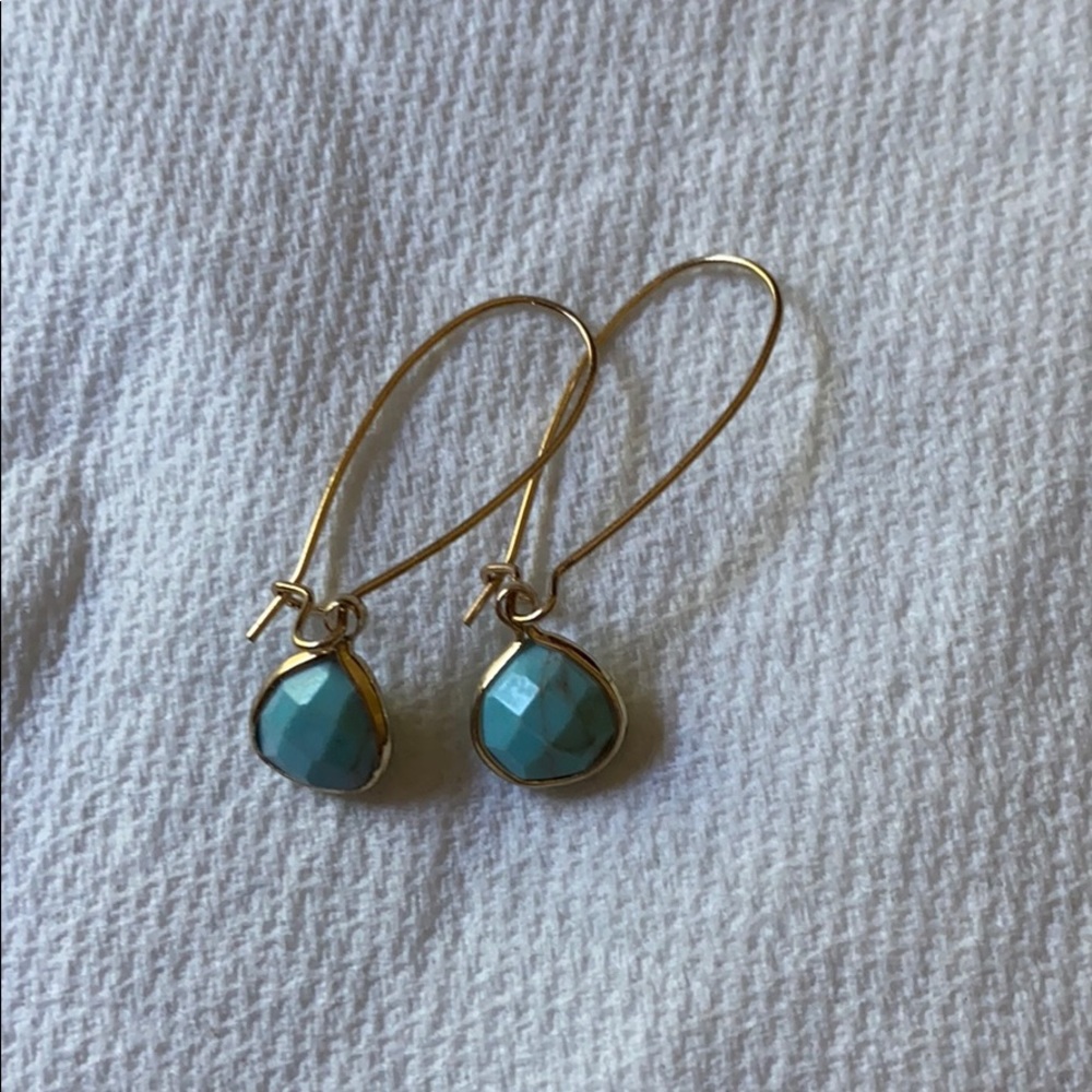 Teal dangle earrings